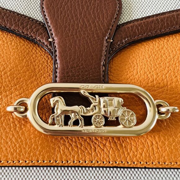 COACH Natural Sunbeam Multi Leather Canvas Mix Jade Shoulder Bag - Picture 3 of 11